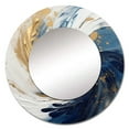 thumbnail image 2 of Designart "A Spiral in Dark Blue and Gold IV" Abstract Spirals Rund Mirror For Wall Decor - Large Blue Round Printed Mirror - Glam Round Mirror 29" x 29" Inch, 2 of 5