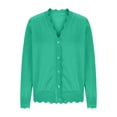 thumbnail image 5 of VISALY Cropped Cardigan Thin Cardigans Lightweight Cardigans Knit Long Sleeve V Neck Button Down Ladies Fashion 2025 Summer Casual Open Front Cardigan Trendy Sweaters Beach Cardigan Green L, 5 of 7