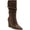 Brown, variant on INC Womens Black Rhinestone Cushioned Arch Support Florelle Pointed Toe Wedge Zip-Up Dress Slouch Boot 7.5 M