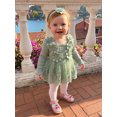 thumbnail image 6 of Cenuakty Baby Girl 2 Piece Outfit Adorable Flower Decor Long Sleeve Square Neck Tulle Romper Dress and Headband Set, 6 of 9