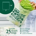 thumbnail image 3 of Compostable* Quart Size Food Storage Bags (25 Eco Zip) Freezer and Leak Proof, Also Available Gallon, Snack and Sandwich Size Bags, 3 of 5