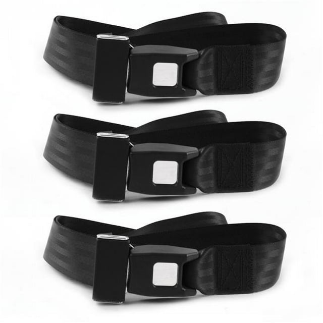 Chevy II 1962-1965 Standard 2 Point Black Lap Bench Seat Belt Kit - 3 Belts
