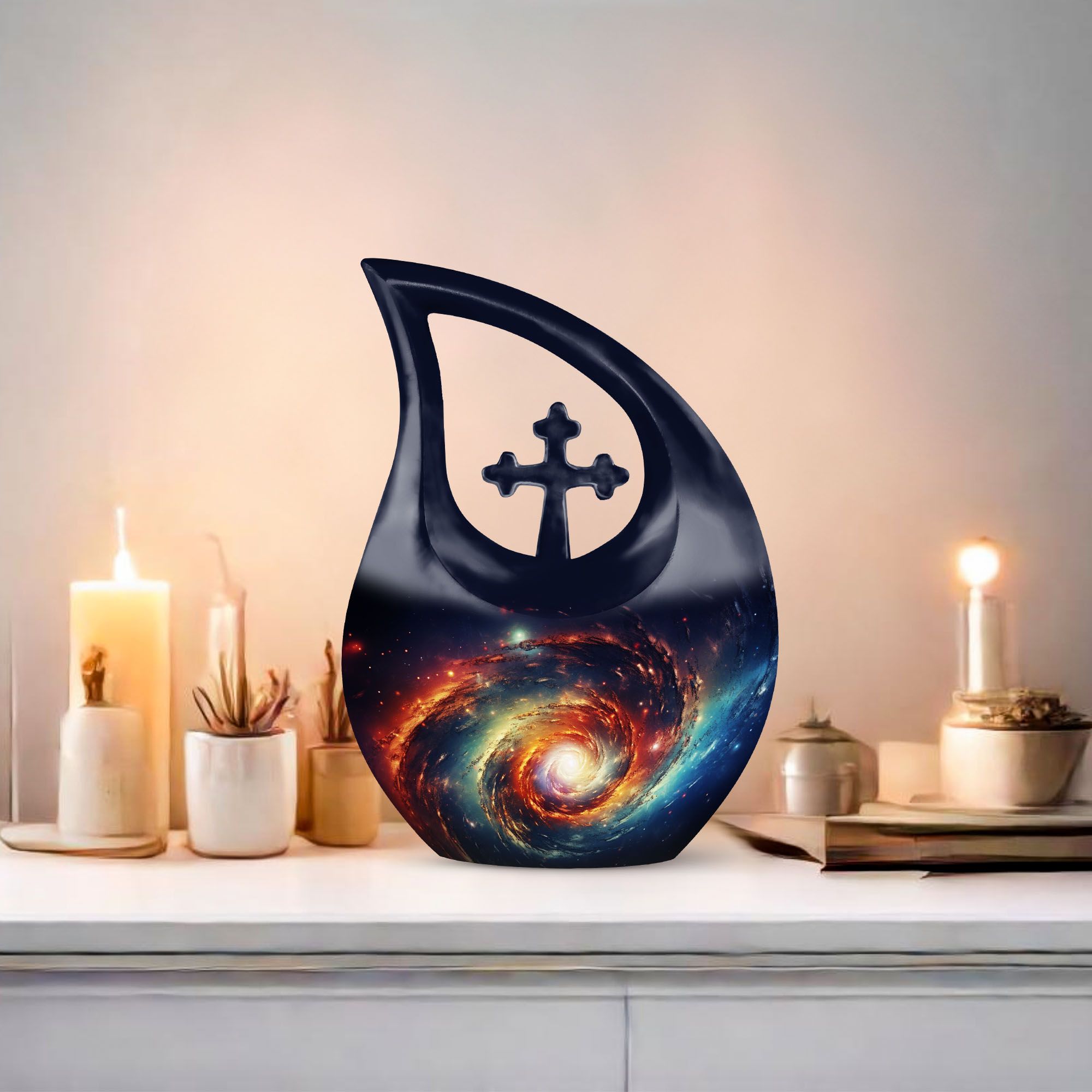 MUKTIVE Androema Galaxy Large Urns for Human Ashes Adult Female - Larger Cremation Urn for Adult Female Ashes - Decorative Memorial - 10 Inch