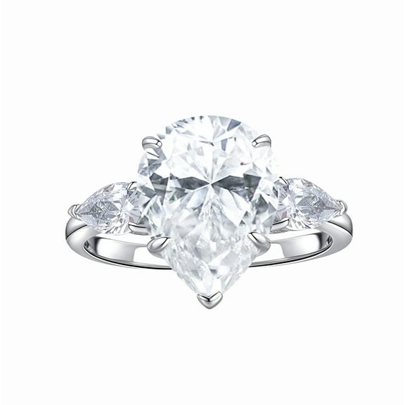 6 Carat 3 Stone Moissanite Rings for Women D Color VVS1 Clarity Pear Shaped Diamond Ring 925 Sterling Silver Engagement Ring Size 5-9
