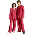 thumbnail image 2 of 2026 Casual Wear Adult Family Matching Pajamas Set - Soft Solid Color Button-Down Loungewear - Loose Fit Long Sleeve Top & Long Pants Two-Piece Casual Sleepwear, 2 of 6