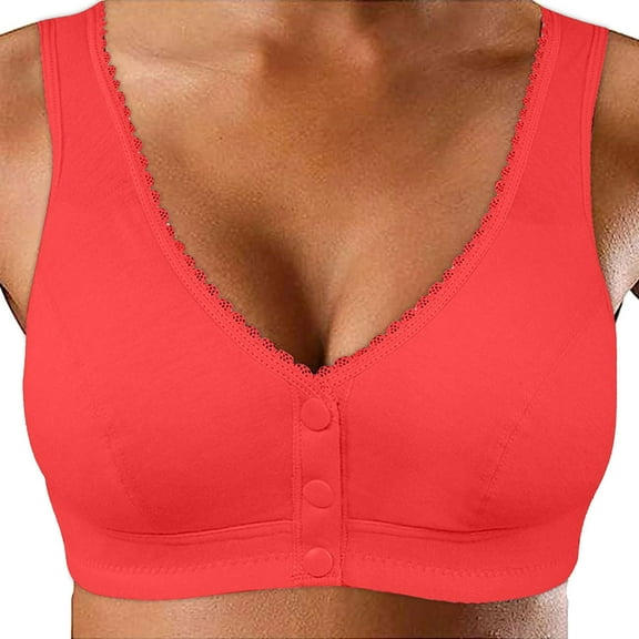 Fsqjgq Sports Bras for Women Plus Size Middle Aged Elderly Soft Comfort Seamless Wireless Bras Tank Tops Yoga Sleep Underwear Push Up Bras Red