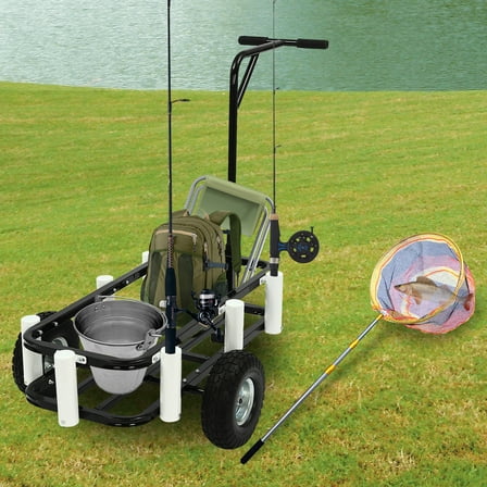 Modern Rectangular Beach Fishing Cart, Outdoor Heavy Duty Fishing/Beach Cart, Cart with Large Wheel Max. Load-Bearing Capacity 198.42 lbs 51.57*27.17*37.4 in for Fishing and Camping Enthusiasts