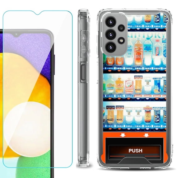 Shockproof Bumper Phone Case for Samsung Galaxy A23 5G, with Tempered Glass Screen Protector, by OneToughShield ® - Vending Machine