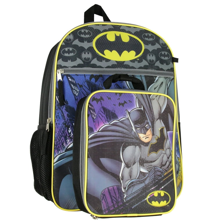 Batman Kids 16 Backpack 5 PC Classic Comic Design Combo Set 