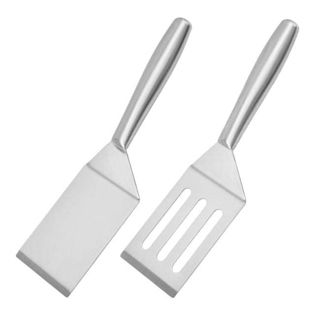 Espátulas de acero inoxidable para cocinar a alta temperatura, herramientas de borde flexible para cocinar de forma multifuncional, diseño de mango cómodo, aptas para lavavajillas, características