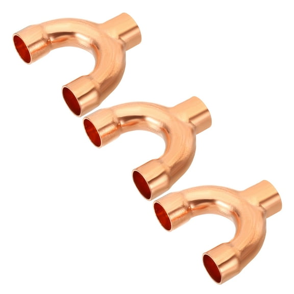 Uxcell 1/2 Inch ID Copper Fitting, 3 Pcs 3 Way Y Type 99.9% Pure Copper Pipe Fitting Welding Connection for HVAC