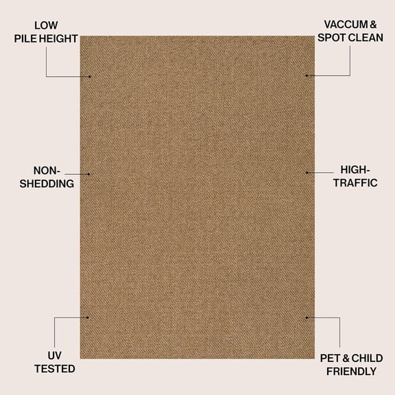 Easy Jute Rustic Indoor Outdoor Area Rug Natural 3X5