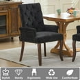 thumbnail image 5 of Tufted Dining Chairs with High Back,Neutral Fabric Upholstered Kitchen Chair with Rustic Solid Wood Legs,Farmhouse Side Chairs with Arms Nailhead Trim for Dining Room (Black, 1PC), 5 of 14