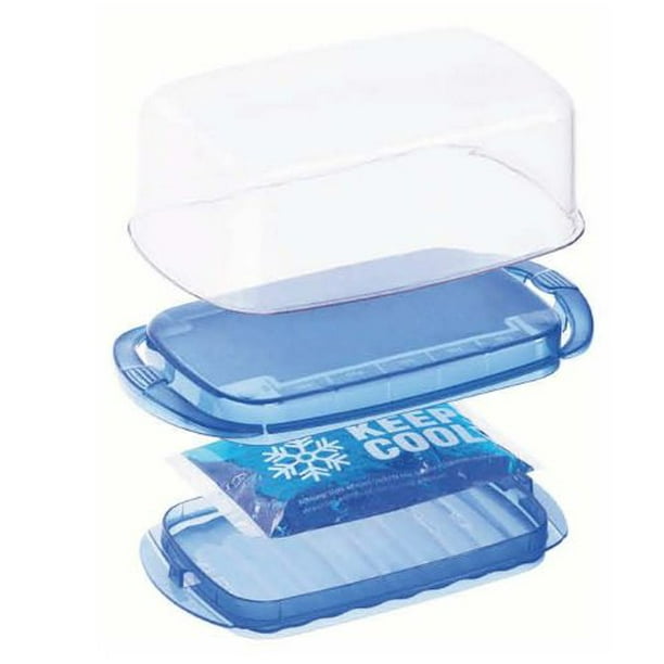 Butter Dish (Blue) with Lid (Clear) Lightweight Butter Keeper with