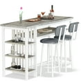 thumbnail image 1 of Furlinkhm Bar Dining Table Set for 2, 3 Piece Bar Table and Chairs Set, Kitchen Counter Height Dining Table Set, Small Kitchen Bar Table with Storage, Breakfast Nook Set for Small Space, Light Grey, 1 of 8