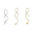 thumbnail image 3 of Spiral Threader Earrings, 925 Sterling Silver, Drop Dangle Handmade Twisted Linear Curved Minimal Everyday Earrings (Gold), 3 of 4