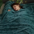 thumbnail image 2 of Biwat Super Soft Queen Blanket Light Teal Premium Silky Flannel Fleece 3D Ribbed Jacquard Lightweight Bed Blanket All Season Use (Light Teal Ribbed, Queen(90"x90")), 2 of 4
