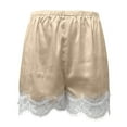 thumbnail image 5 of Glisme Casual Shorts For Women Fashion Casual Shorts With Lace Trim Design High Waist Wide Leg Autumn Comfortable Soft Stretch Pant Beige Trousers Athletic Fit, 5 of 5