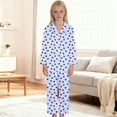 thumbnail image 2 of Silk Pajamas Girls Matching Valentines Day Pajamas Long Sleeve Heart Button Down Sleep Shirt Kids Pjs Boys 5-6 Years, 2 of 4