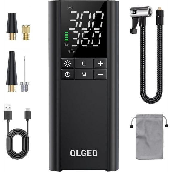 Olgeo Tire Inflator Portable Air Compressor, 170PSI Cordless Air Pump, Black