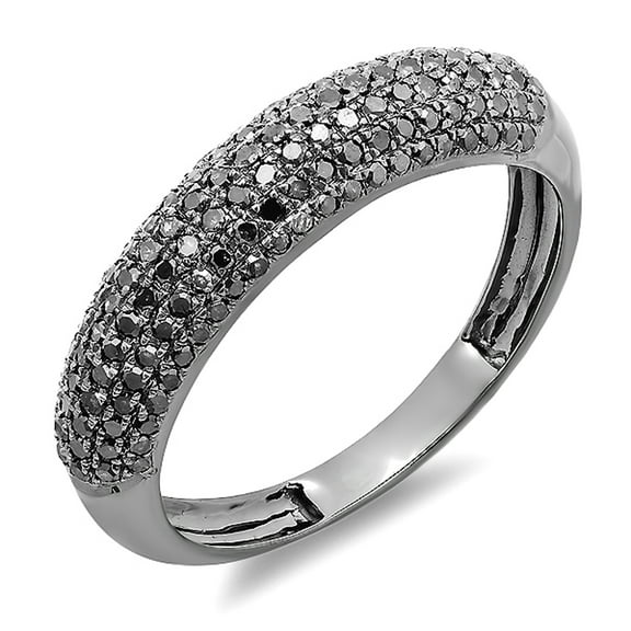 Dazzlingrock Collection 0.50 CT 14k Black Plated Round Black Diamond Ladies Band White Gold Size 4