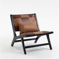 thumbnail image 4 of JERFIT Mid Century Modern Accent Chair, Boho PU Leather Lounge Chair with Solid Wood Frame, Antique Brown Reading Side Chair for Living Room, Bedroom, Balcony, 4 of 8