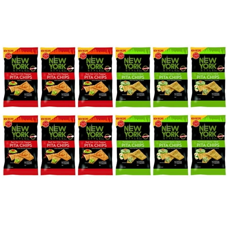 - New York Style Pita Chips Pack of 12 (Red Hot Chili Pepper + Parmesan, Garlic & Herb)