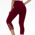 thumbnail image 3 of QATAINLAV Capri Leggings for Women 2026 High Waisted Cutout Yoga Capris Lightweight Cropped Pants Soft Knee Length Lounge Tight Pant Red M, 3 of 10