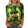 thumbnail image 3 of TaTaai St. Patrick's Day Women's Casual Print Round Neck 3/4 Sleeve T-Shirt Loose Top Gift, 3 of 5