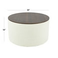 thumbnail image 2 of HomePop Large Modern Round Storage Ottoman with Wood Lift-Top Lid, Cream/Dark Walnut, 2 of 9