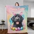 thumbnail image 3 of Happy Easter Portuguese Water Dog with Bunny Ear Headband and Flowers Cozy Fleece Blanket PWD Portie Fishing Dog Lover Warm Soft Throw Blanket - 13001, 3 of 5