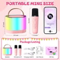 thumbnail image 6 of LUXERAD Mini Karaoke Machine - Portable Bluetooth Speaker with 2 Mics, Pink, 6 of 7