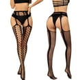 thumbnail image 1 of Bas Aguichant pour Femmes en Dentelle Résille Transparente Bas Résille Aguichant Collants Noirs Bas Lingerie Filet Taille Unique, 1 of 8