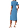 thumbnail image 3 of INSPIRE CHIC Women's Work Maternity Dresses Mock Neck Button Pleated Front Office A-Line Pregnancy Business Dress L Peacock Blue, 3 of 6