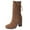 Brown, variant on Daznico Womens Wide Calf Boots,Ladies Suede Tassel Strap Side Zipper Chunky High Heel Medium Boots,Womens Cowboy Boots,Size 9