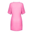 thumbnail image 4 of Women's Swimsuit Coverup Shirt Dress Button Down Short Sleeve Tunics Tops Bathing Suit Cover Up Vacation Beachwear Pink 4XL, 4 of 8