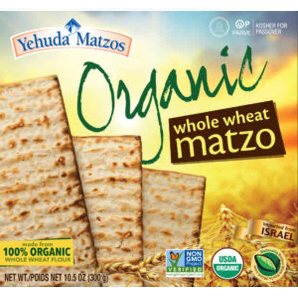 Yehuda Matzos Organic Whole Wheat Matzo Kosher For Passover 10.5 oz. Pack of 3.
