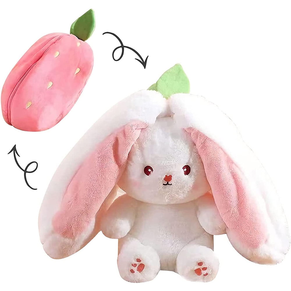 Kawaii Strawberry Bunny Plush Toy, Reversible Strawberry Rabbit Stuffed ...