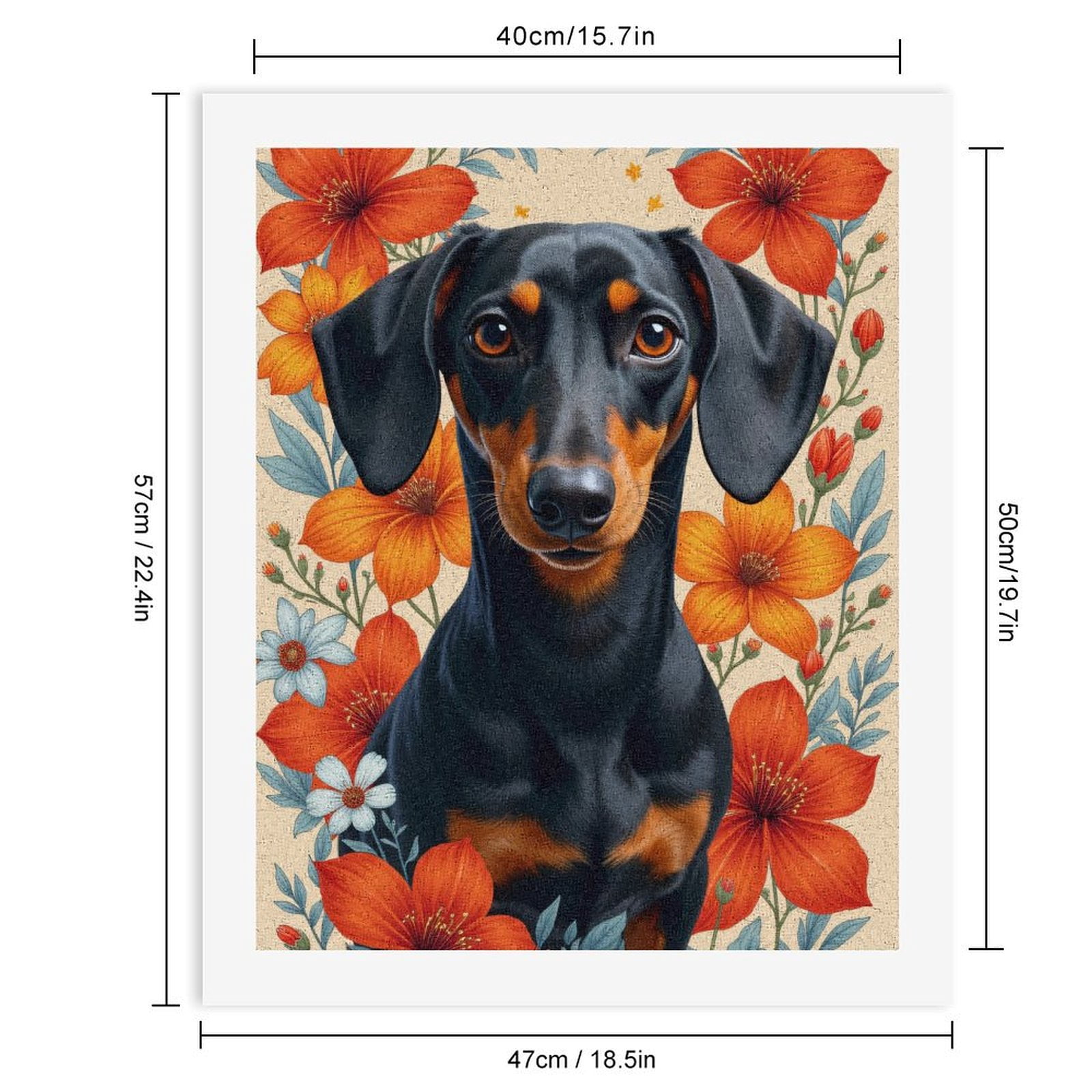 Paint By Numbers Kit for Adults Beginner - Dog Floral Portrait Art Flowers DIY Canvas Painting Kits for Adults, Frameless Paint By Number for Adults for Home Wall Decor 16x20 Inch