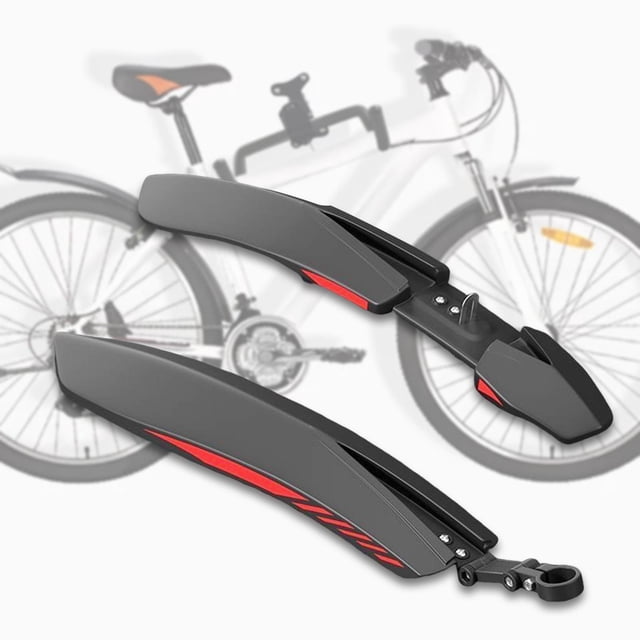 Guardabarros delantero y trasero para bicicleta de montaña negro rojo