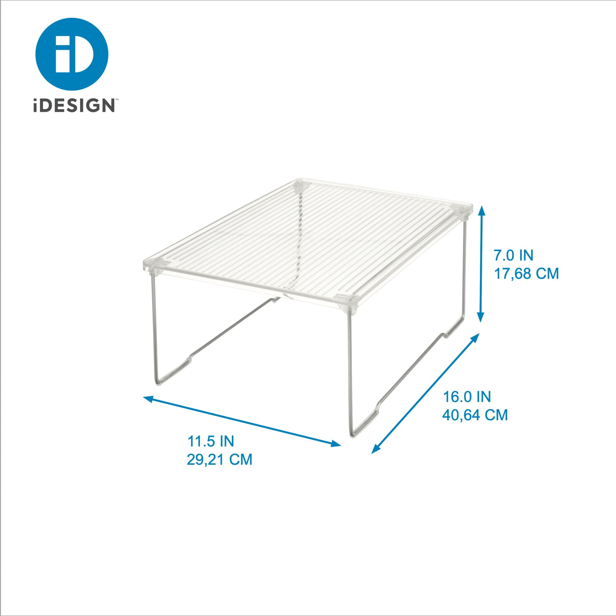 iDesignc Basic Stackable Bathroom Shelf Riser, Recycled Plastic, Clear