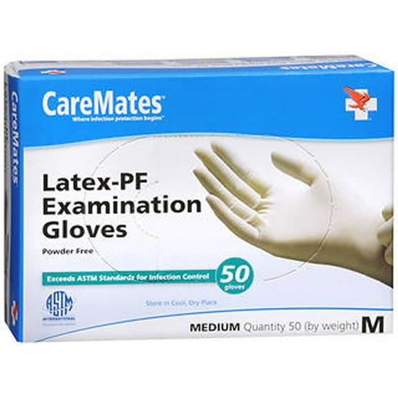 CareMates Latex-PF Disposable Medical Grade Examination Gloves Powder Free Medium, 50 Ct, 20 Pack