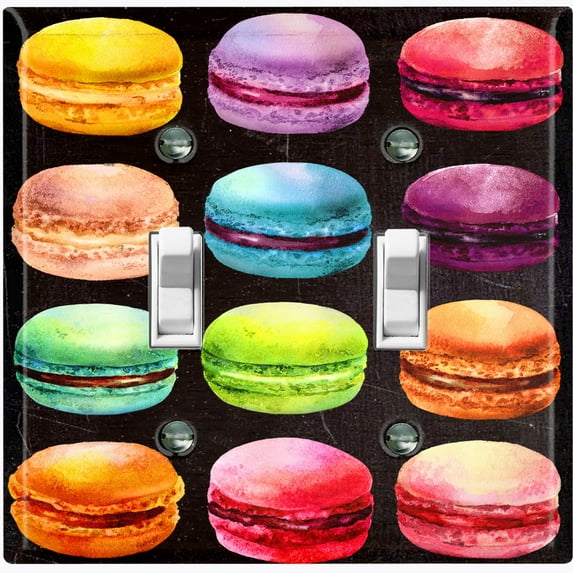 Metal Light Switch Plate Cover Colorful Macarons French Desserts CAK018