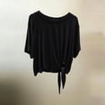 thumbnail image 5 of Noric Women Tie Front Modal T-Shirt Crew Neck Knotted Loose Fit Short Sleeve Casual Lightweight Flowy Tops, 5 of 6