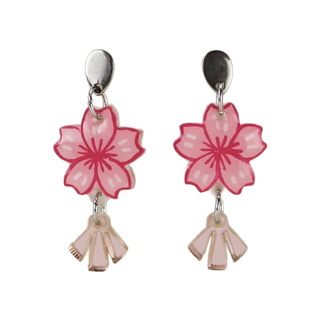 Aretes artesanales largos cerezo
