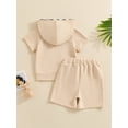 thumbnail image 5 of Aojekbee Toddler Boy Outfit Short Sleeve Gesture Print Hood T-Shirt with Elastic Waist Shorts 2Pcs Set, 5 of 10