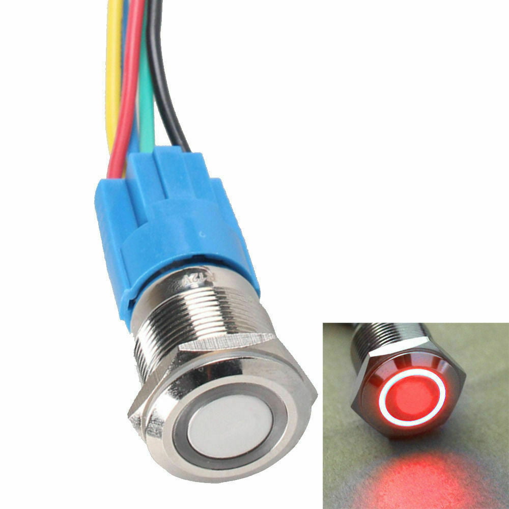 Details about   2X Durable Steel 12V 25mm Car Push Latching Button Amber Angel Eye LED Switch 