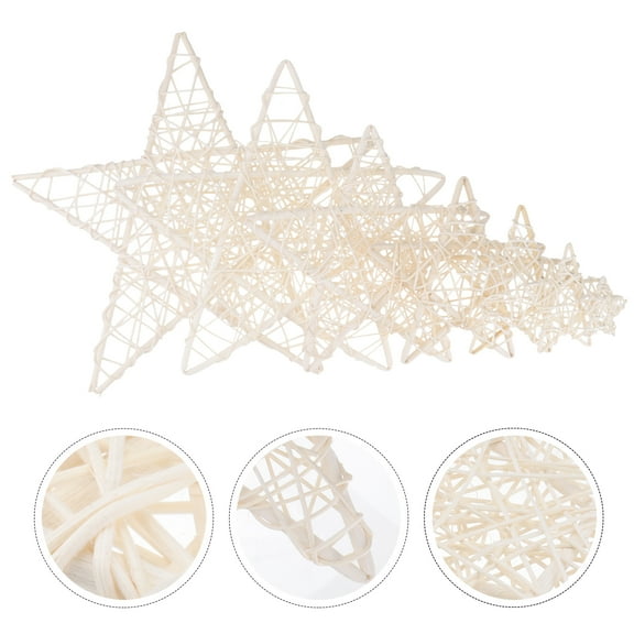 SASABAXI Rattan Home Decoration Rattan Stars White 8Pcs