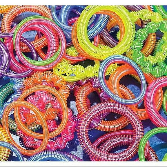 12 ~ Plastic Coil Spring Bracelets ~ Assorted Colors / Shapes ~ New ~ Party Favors, Prizes, Play Jewelry