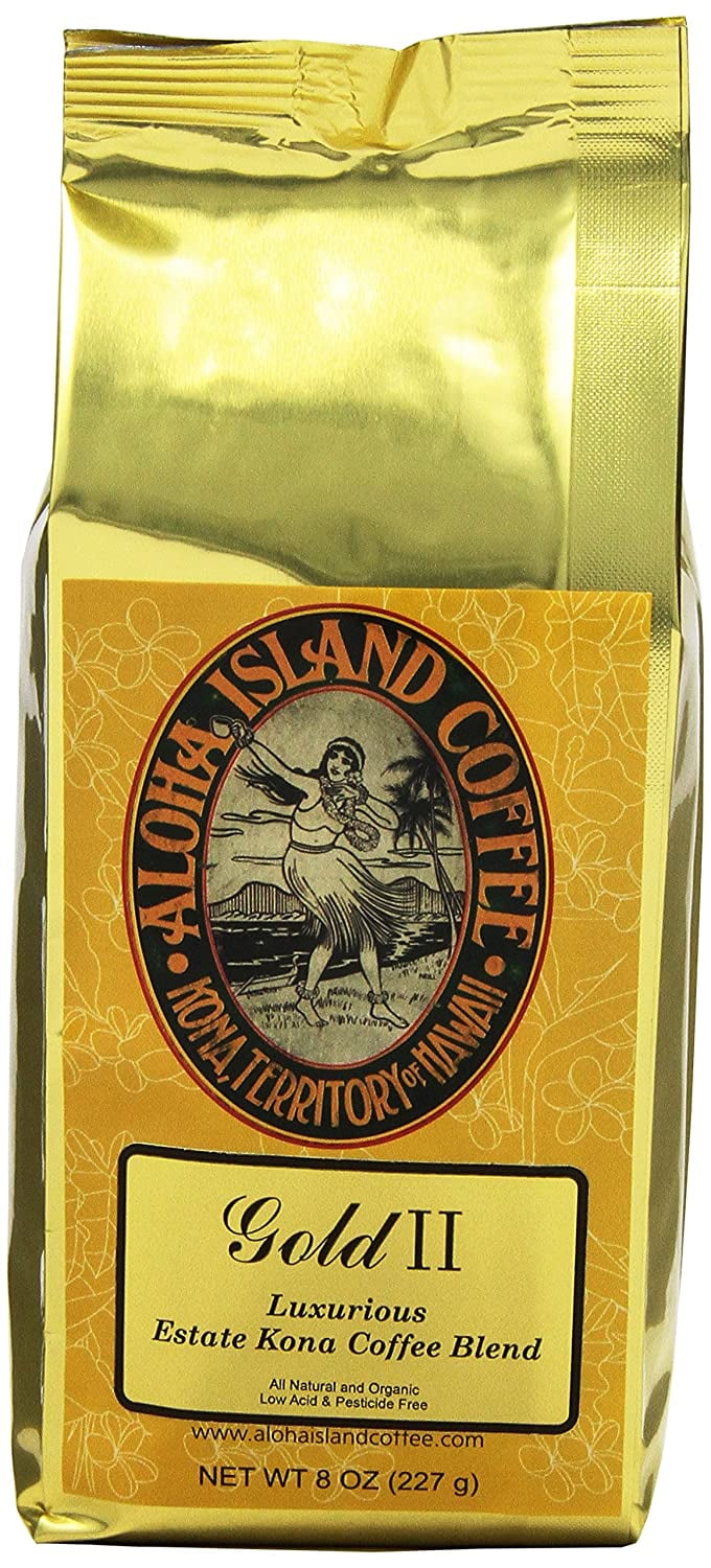 Aloha Island Coffee Company Gold II, Luxurious Estate Kona Coffee Blend